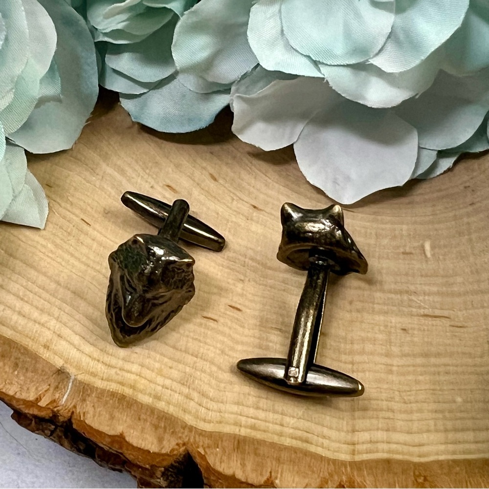 Vintage 3D Gunmetal Wolf Cufflinks - Picture 9 of 16